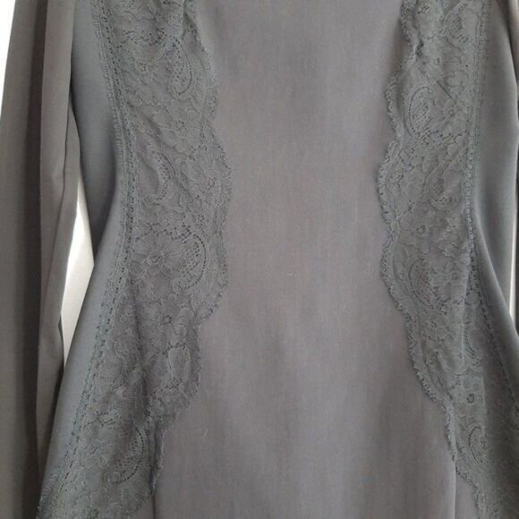 DONNA KARAN \ Italy Long Sleeve LBD Black Lace Detail Dress Sz 8 - Picture 6 of 16